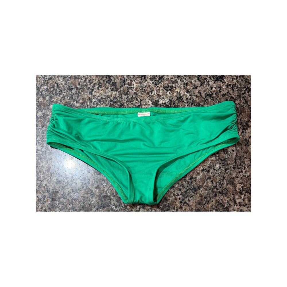 L*Space Green Bikini Bottom Solid Ruched Back Swimwear Large Made in USA